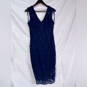 Le Chateau Blue Lace Midi Dress Size 12